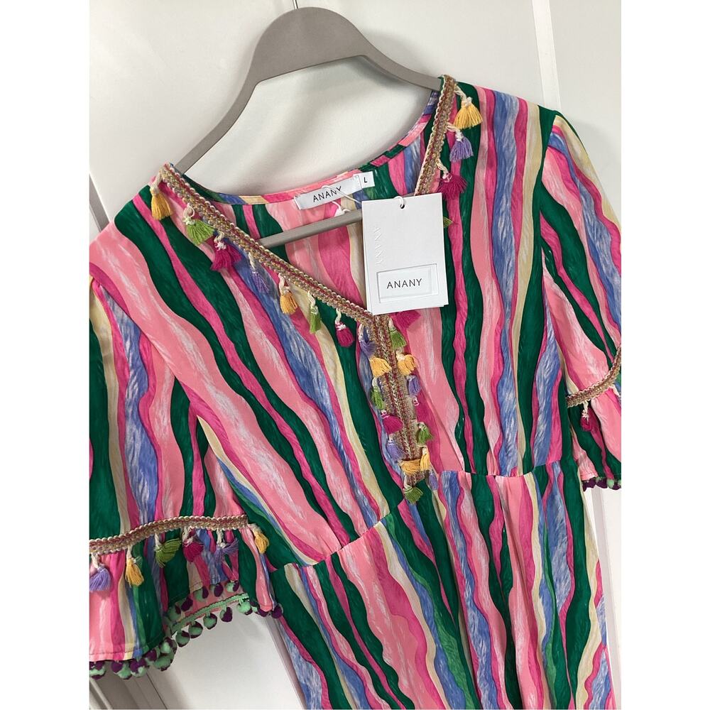 NWT ANANY colorful long maxi dress or beach cover up women's size Lage - Picture 2 of 9